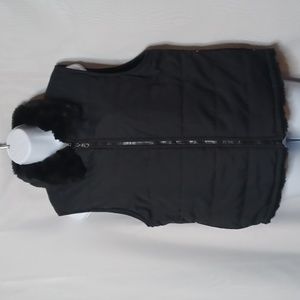 KC Collection Black Faux Fur Reversible Vest For Women. Size M